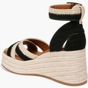 Raffia and black platform sandal